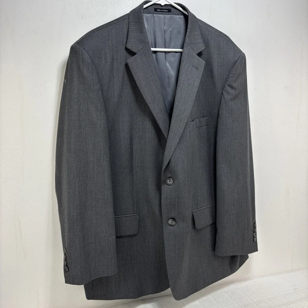 Pronto Uomo Platinum Mens Gray Blazer Suit Jacket Size 48R Wool Classic Business